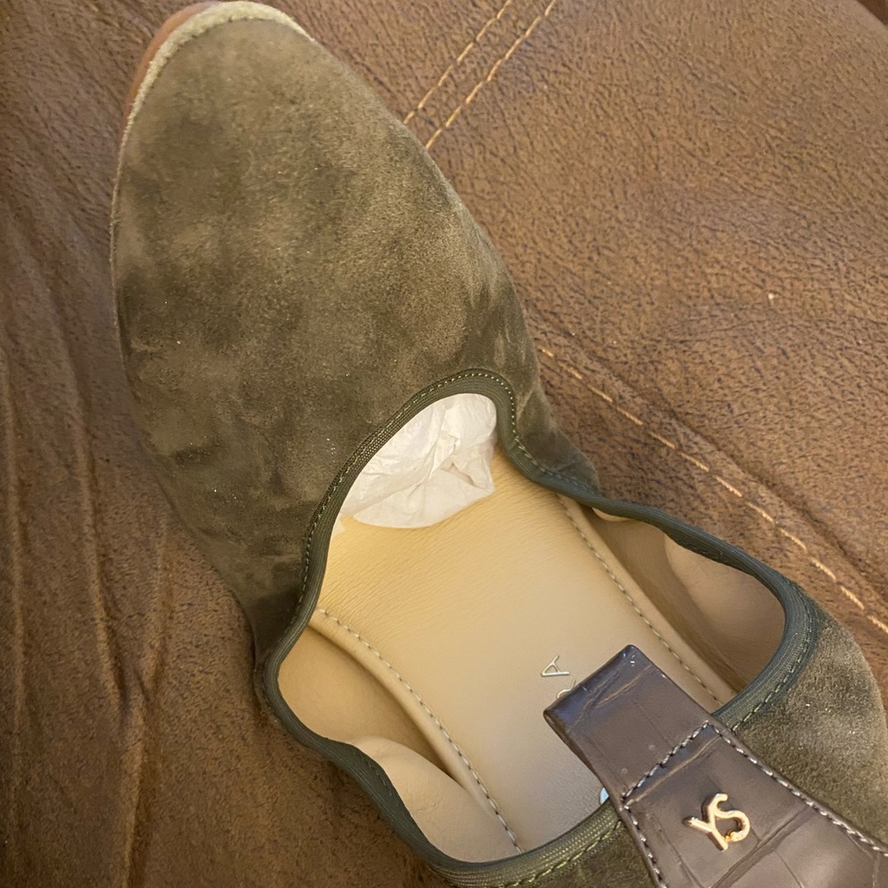 Yosi Samra suede forest green flats